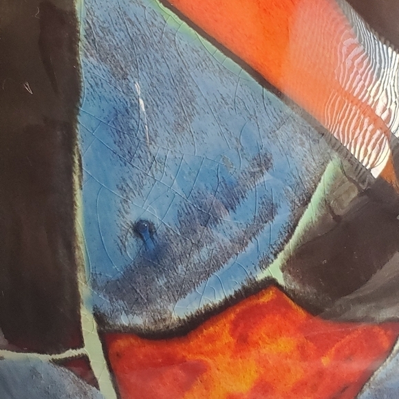 Mid Century Modern Poole Pottery Blue Red Lava Made In England Vase 7 1/2" - Picture 8 of 9